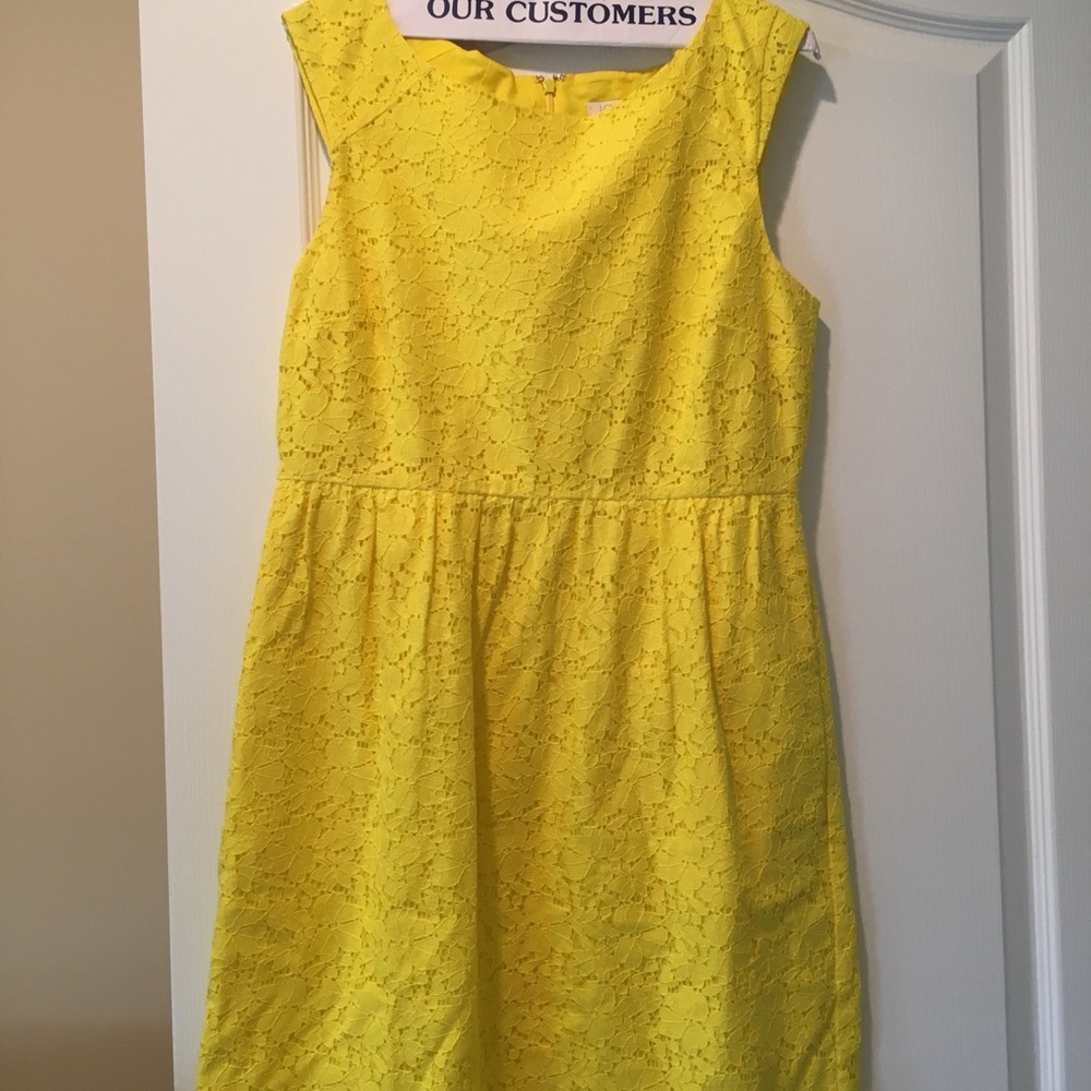 Beautiful bright yellow lace J.CREW dress